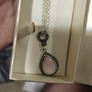 Sterling Silver and Pink Toggle Necklace